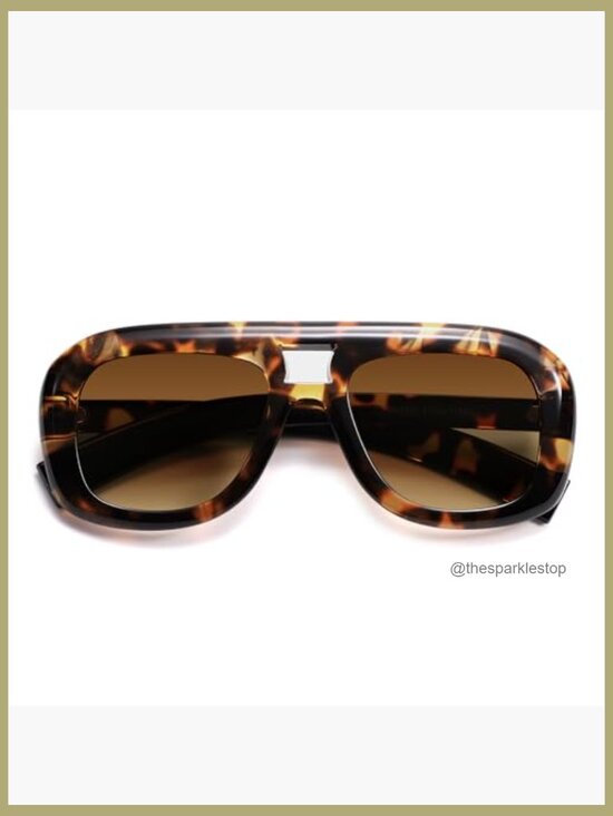 Retro Oversized Aviator Sunglasses, Plastic Frame, UV400 Protection main image 6